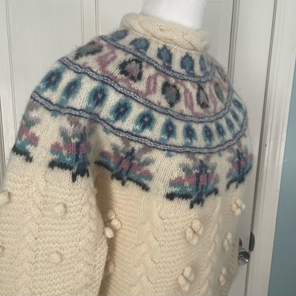 Woolrich Chunky Knit Fairisle Sweater Wool Vintage Small Cottagecore Grandma Ski - Picture 7 of 11